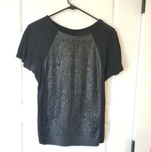 Laser cut dressy black T shirt